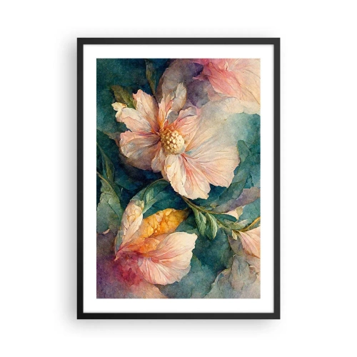 Poster în ramă neagră - Flori delicate în stil acuarelă - 50x70cm - Subtilitate pură - Decorațiune modernă pentru perete pentru living și dormitor ARTTOR