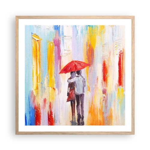 Poster în ramă de stejar deschis - Să plouă în continuare - 60x60 cm
