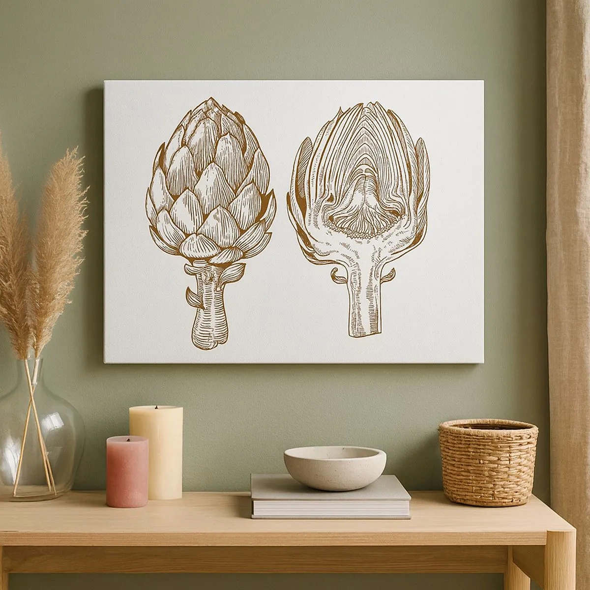 Tablou pe pânză Canvas - Desen artistic vintage al unei anghinare - 70x50cm - Lecție de anatomie - Decorațiune modernă pentru perete pentru living și dormitor ARTTOR