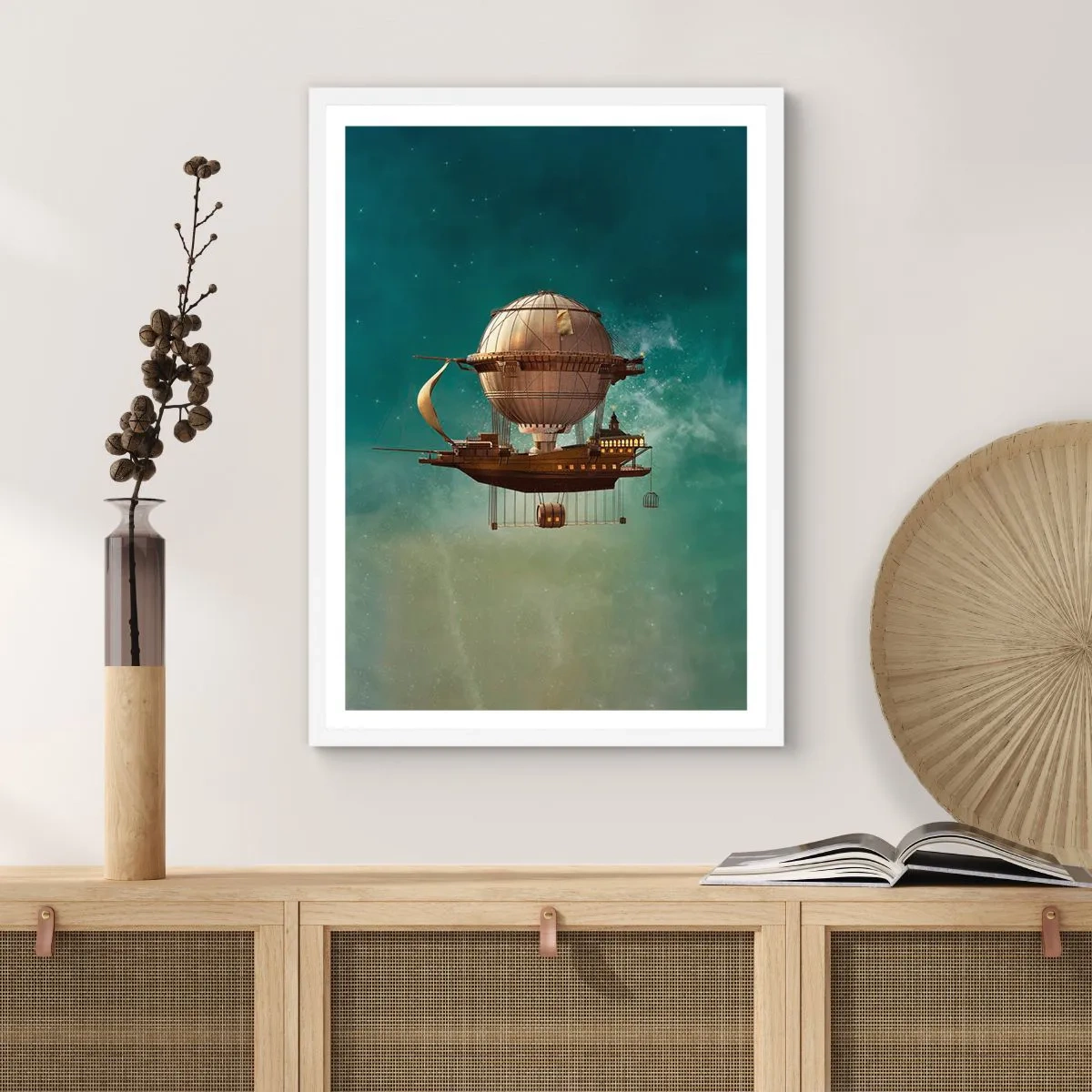 Poster în ramă albă - Jules Verne vă transmite salutări - 70x100 cm