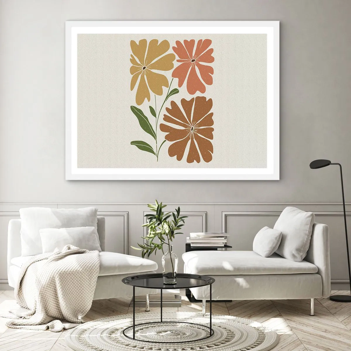 Poster în ramă albă - Natură și geometrie - 100x70 cm