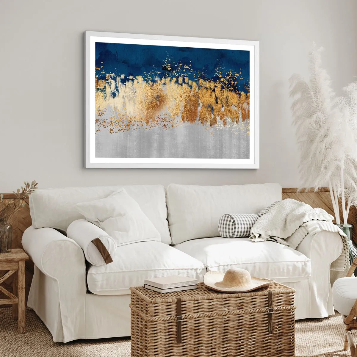 Poster în ramă albă - Compoziție modernă cu bliț - 100x70 cm