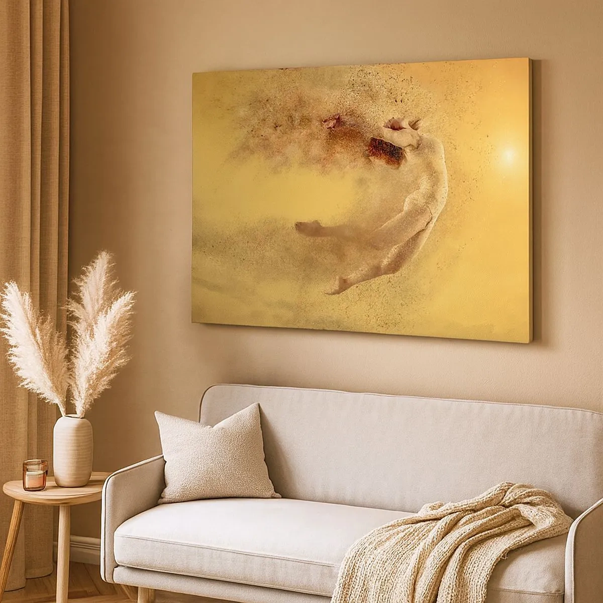Tablou pe pânză Canvas - O figură în mișcare dinamică cu efect de dezintegrare - 70x50cm - În exaltare de dans - Decorațiune modernă pentru perete pentru living și dormitor ARTTOR
