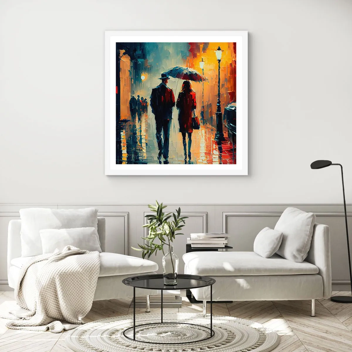 Poster în ramă albă - Poveste de dragoste urbană - 40x40 cm