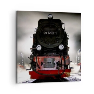 Tablou pe pânză - Stă și pufuie, geme și suflă... - 50x50 cm