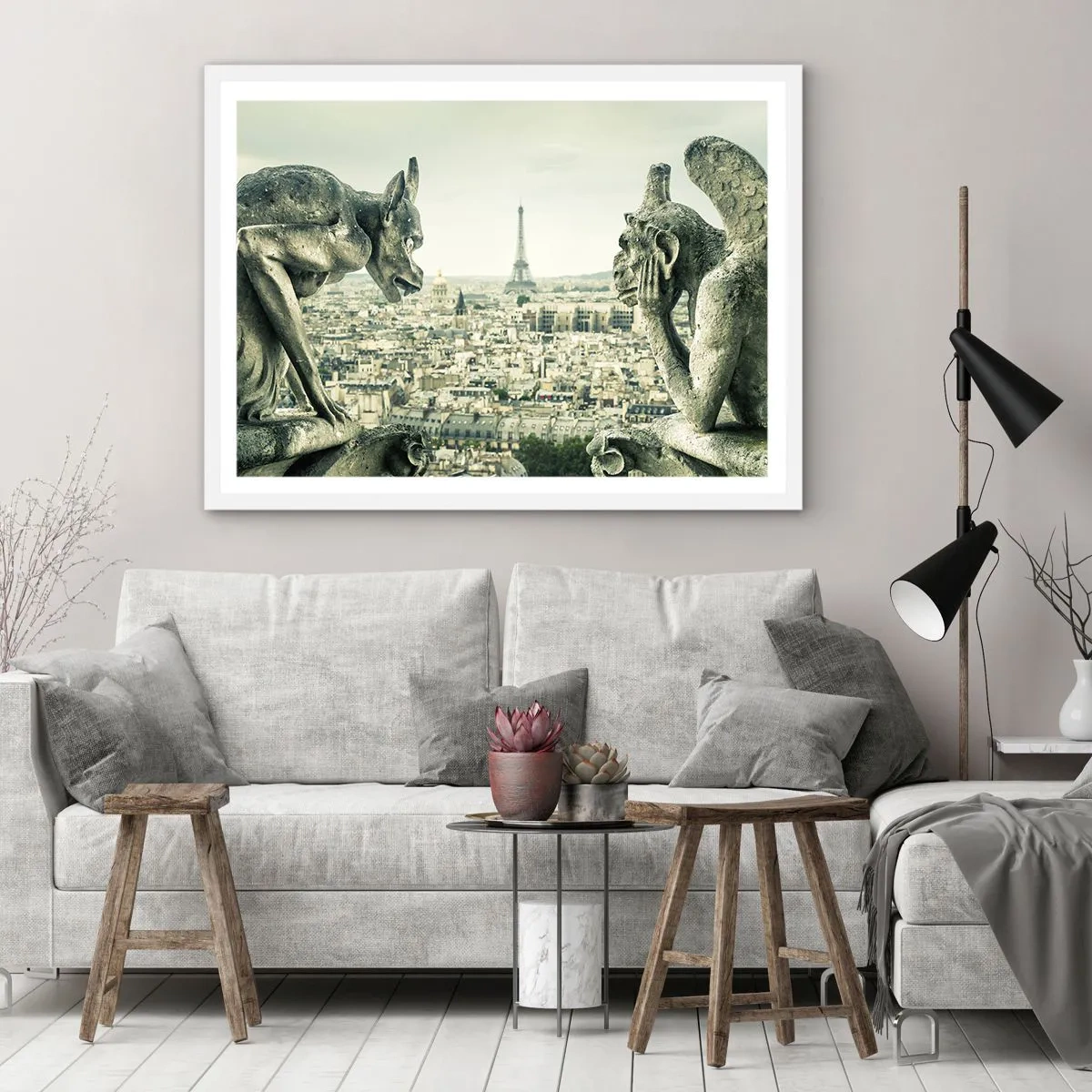 Poster în ramă albă - La taclale pariziene - 40x30 cm