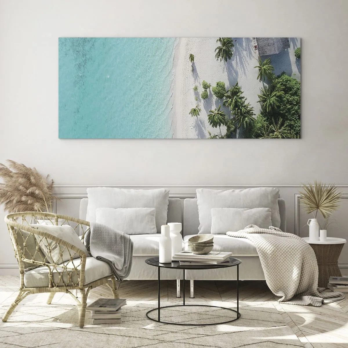 Tablou pe sticlă - Vacanță în paradis - 100x40 cm