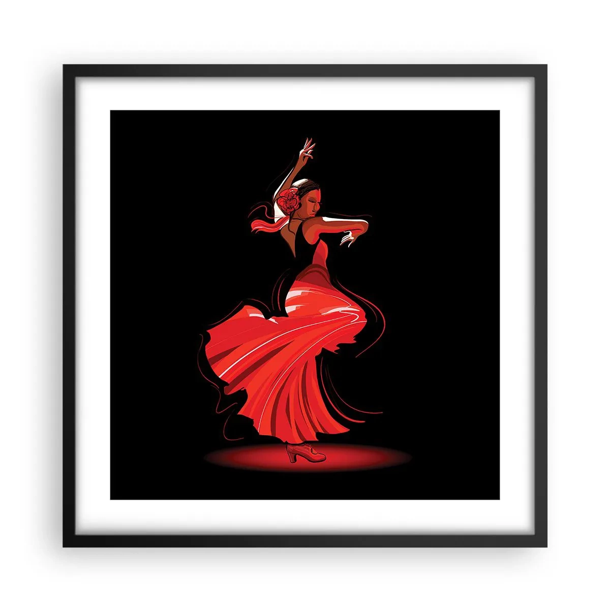 Poster în ramă neagră - Spiritul înflăcărat al flamenco-ului - 50x50 cm
