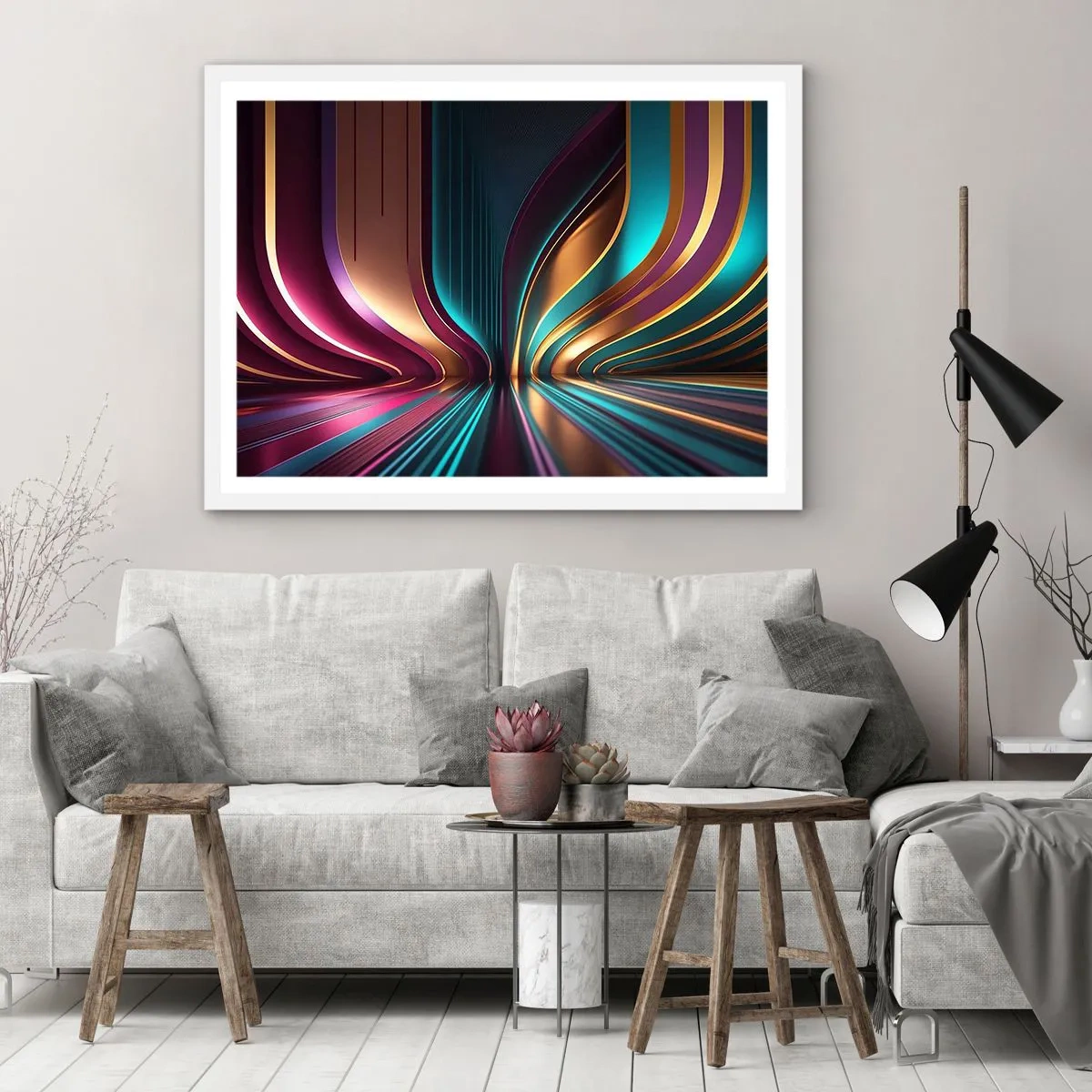 Poster în ramă albă - Arhitectură de lumină - 40x30 cm