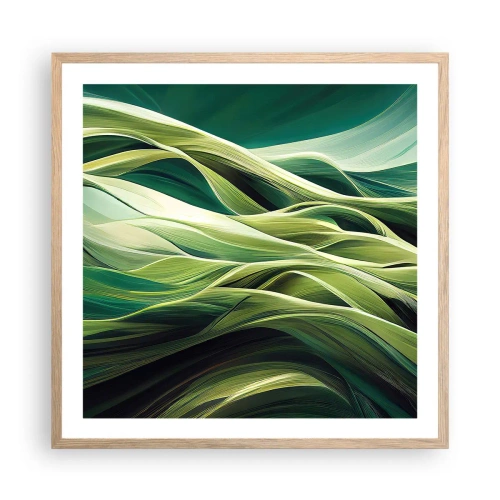 Poster în ramă de stejar deschis - Un joc abstract de verde - 60x60 cm