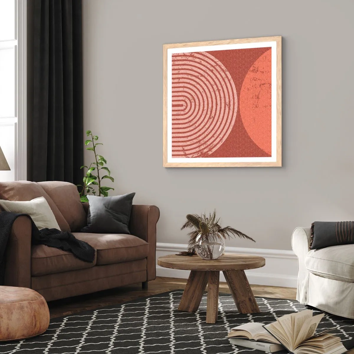 Poster în ramă de stejar deschis - Relație strânsă - 30x30 cm