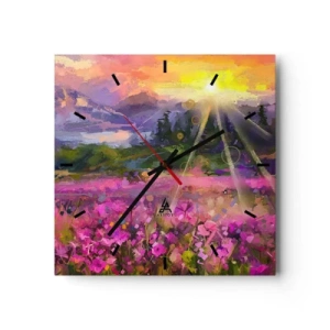 Ceas de perete - Ceas pe sticlă - Într-o vale sub protecția soarelui - 40x40 cm