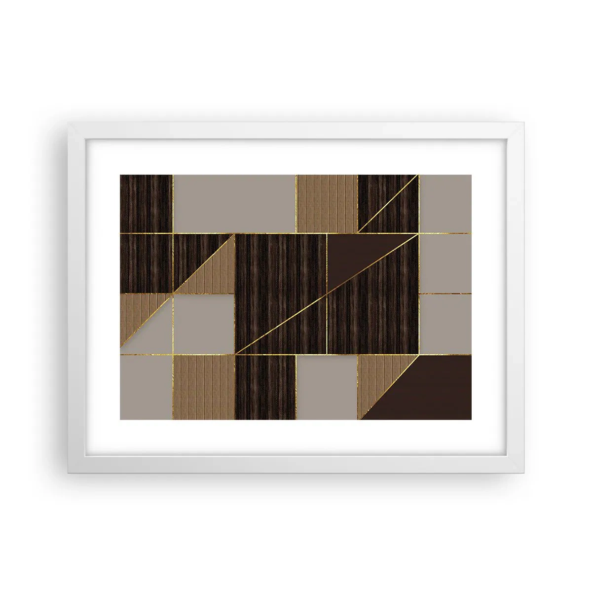 Poster în ramă albă - Un mozaic de maro și auriu - 40x30 cm