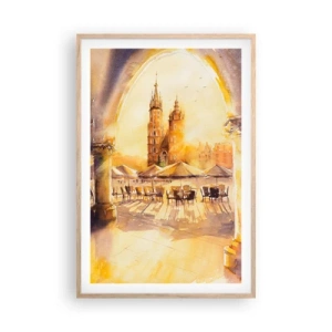 Poster în ramă de stejar deschis - Răsărit în Cracovia - 61x91 cm