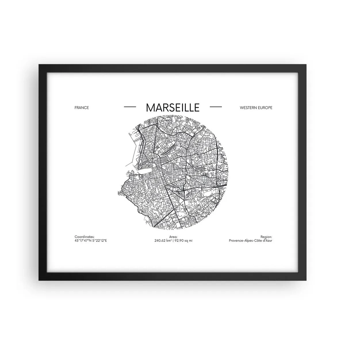 Poster în ramă neagră - Anatomia Marsiliei - 50x40 cm