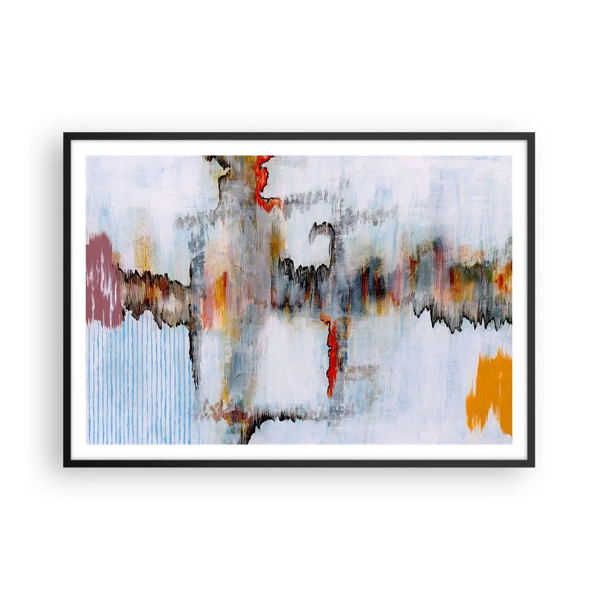 Poster în ramă neagră - Cu bățul pe apă - 100x70 cm
