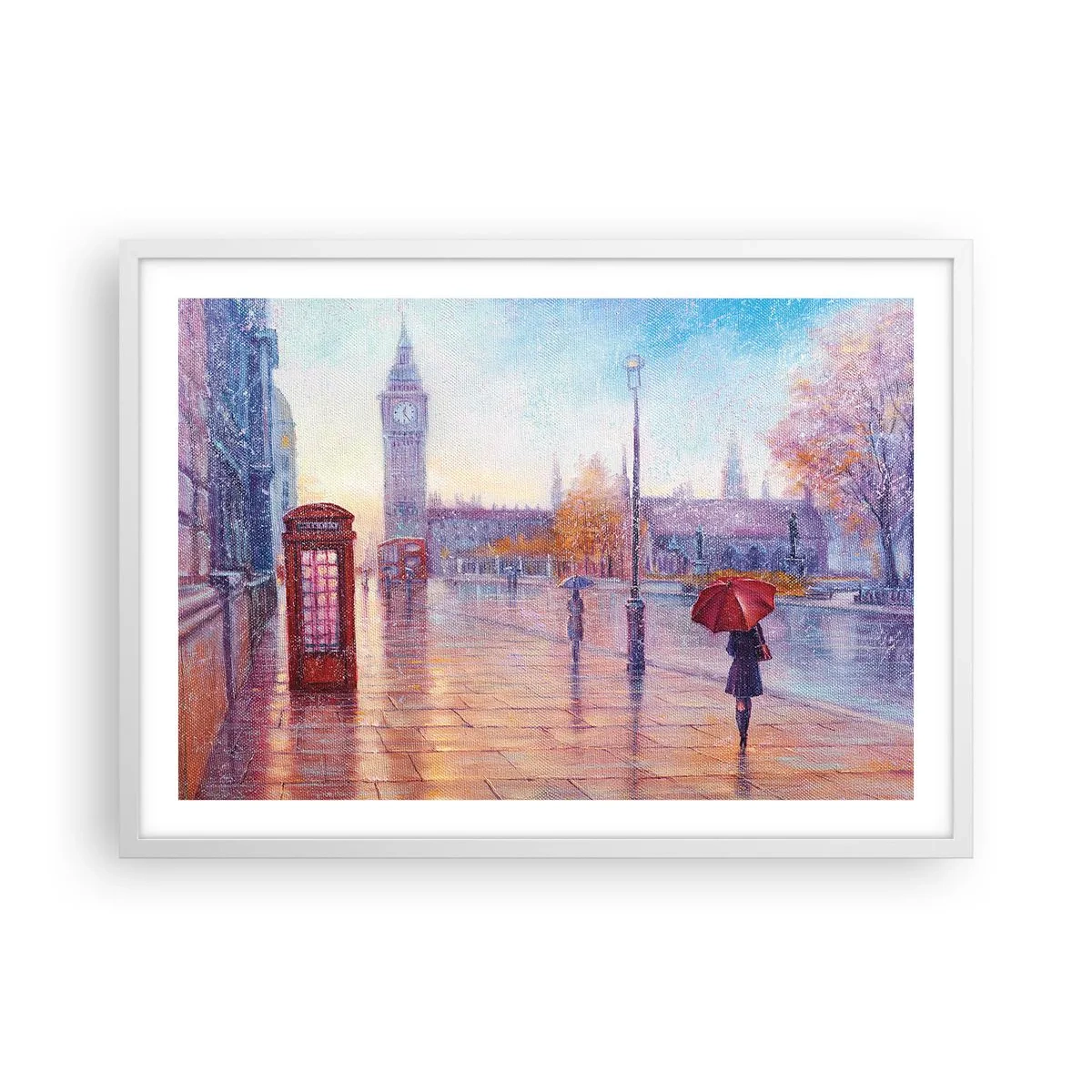 Poster în ramă albă - O zi de toamnă londoneză - 70x50 cm