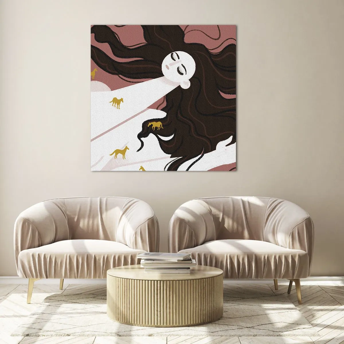 Tablou pe sticlă - Visul despre calul de aur - 60x60 cm