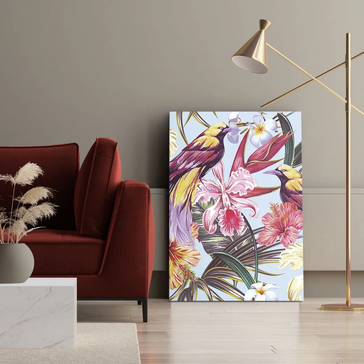 Tablou pe pânză - Petale și pene - 50x70 cm