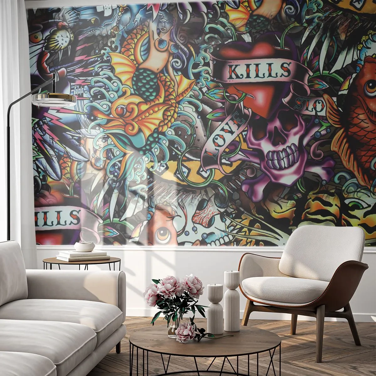 Tapet Standard Eco - Visul unui artist tatuator - Graffiti, mural, Bucată - 400x280 cm