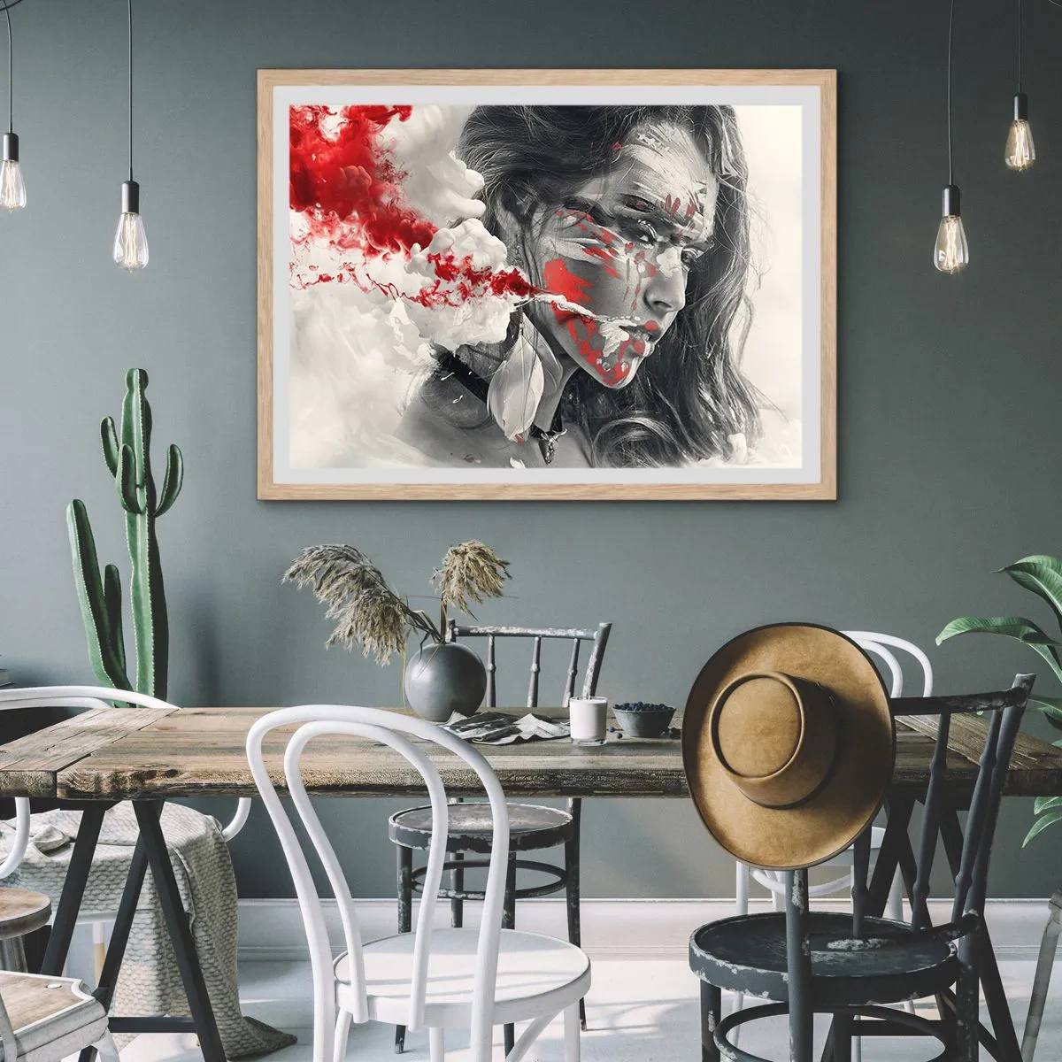 Poster în ramă de stejar deschis - În aburul absurdului - 70x50 cm