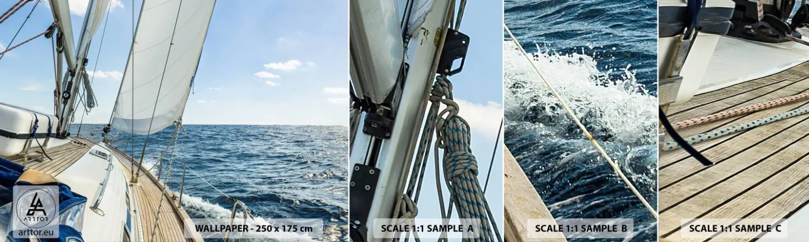 Mostră de Tapet Standard Eco - Ahoy aventura - Iaht, Mare, Navigație - 100x30 cm