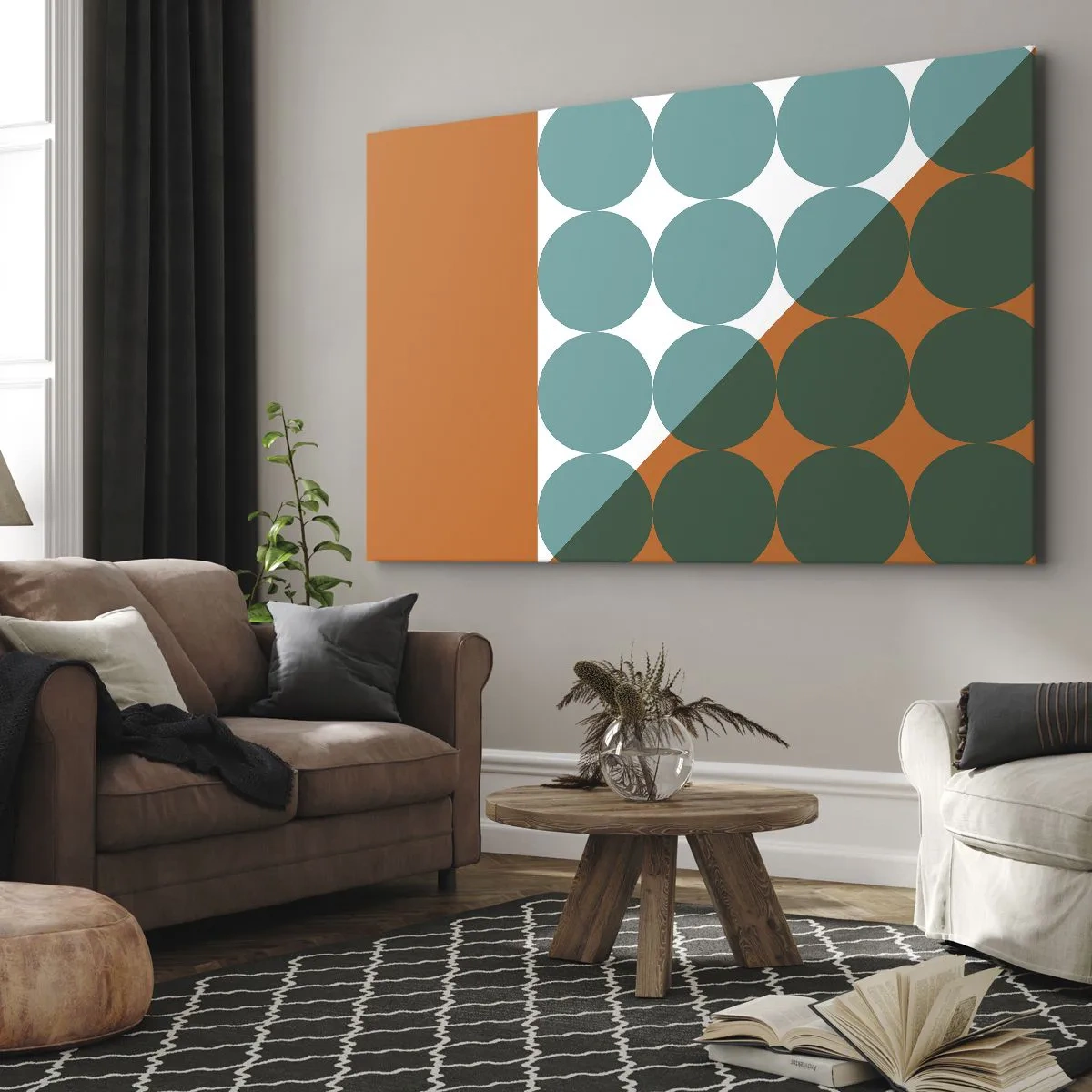 Tablou pe pânză Canvas - Modele geometrice în culori contrastante - 70x50cm - Sus și pe diagonală - Decorațiune modernă pentru perete pentru living și dormitor ARTTOR