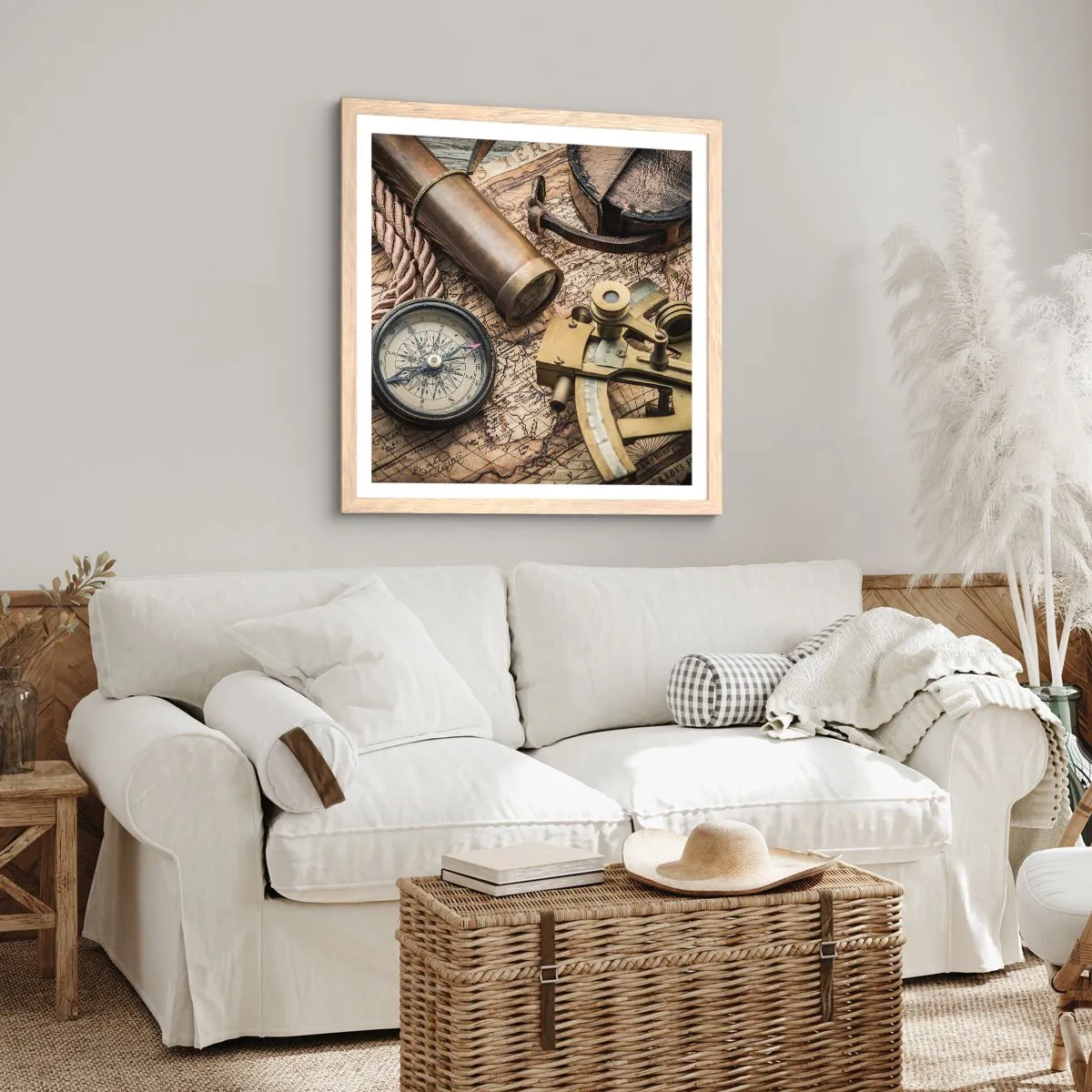 Poster în ramă de stejar deschis - Stabilește cursul - 40x40 cm