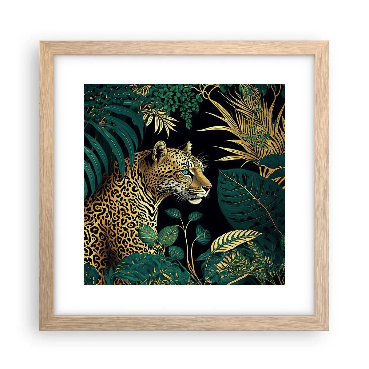 Poster în ramă de stejar deschis - Domnitorul junglei - 30x30 cm