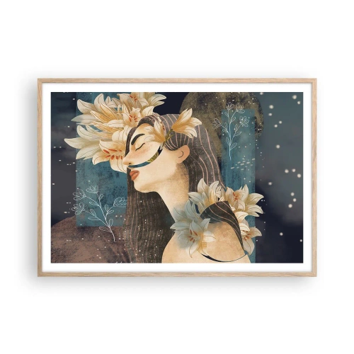 Poster în ramă de stejar deschis - Povestea prințesei cu crini - 100x70 cm