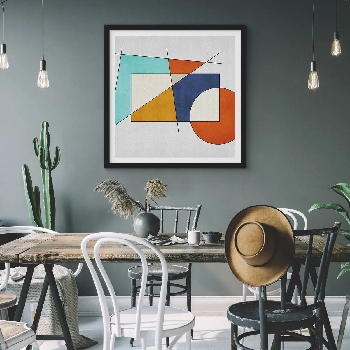 Poster în ramă neagră - Abstracție: distracție modernistă - 40x40 cm