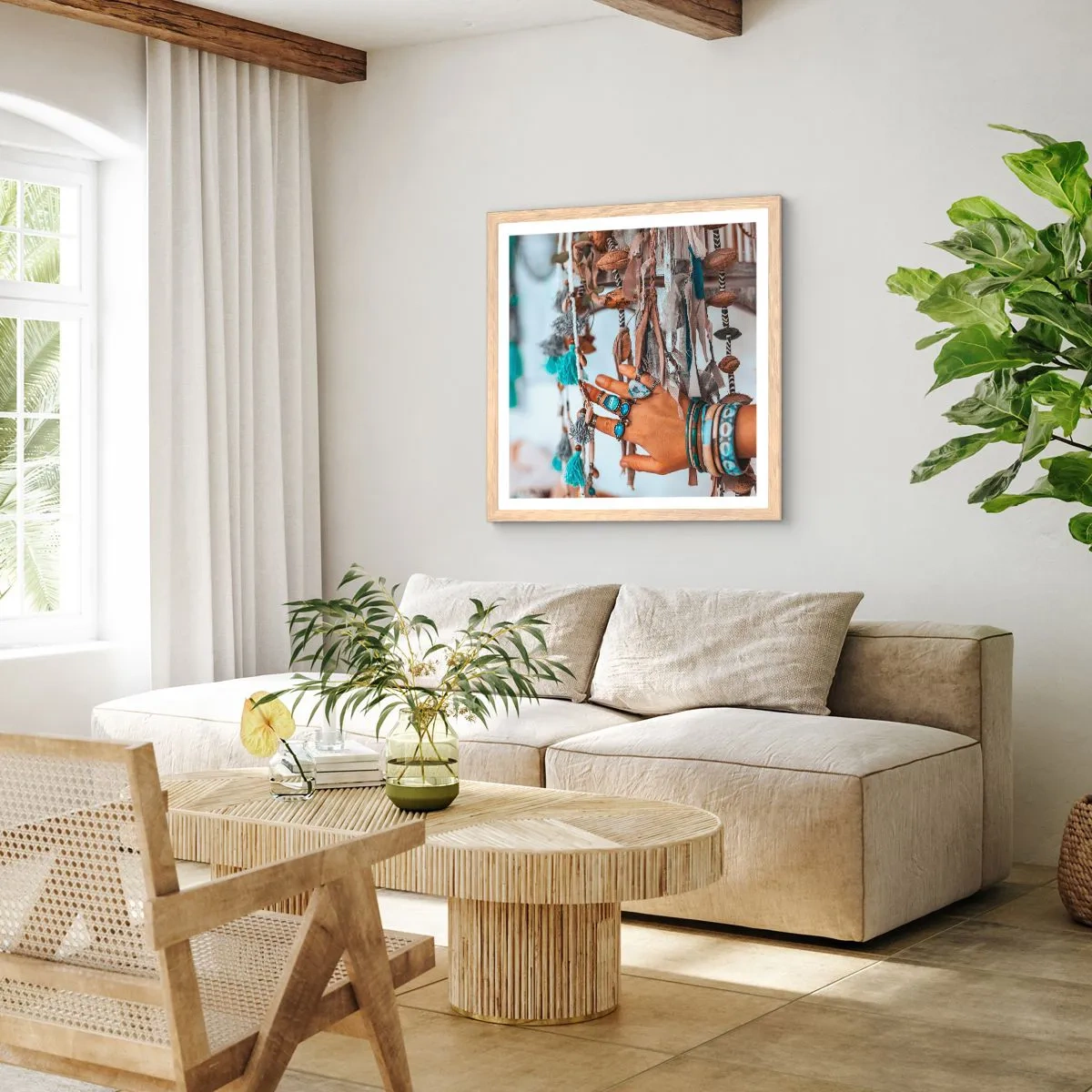 Poster în ramă de stejar deschis - Comori locale - 50x50 cm