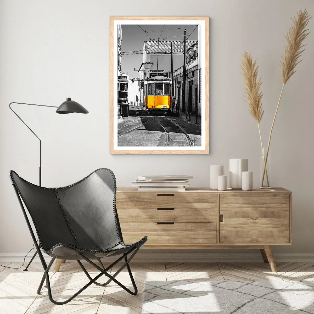 Poster în ramă de stejar deschis - Spiritul Lisabonei - 70x100 cm