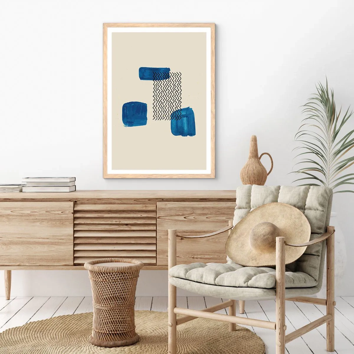 Poster în ramă de stejar deschis - Cvartet abstract - 50x70 cm