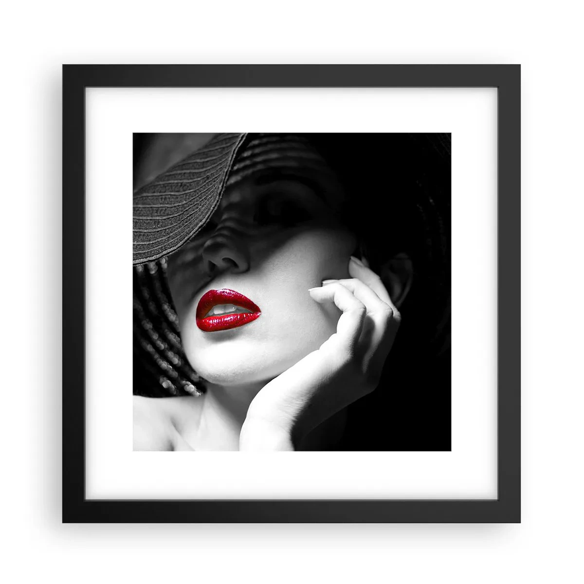 Poster în ramă neagră - Studiu în stacojiu - 30x30 cm