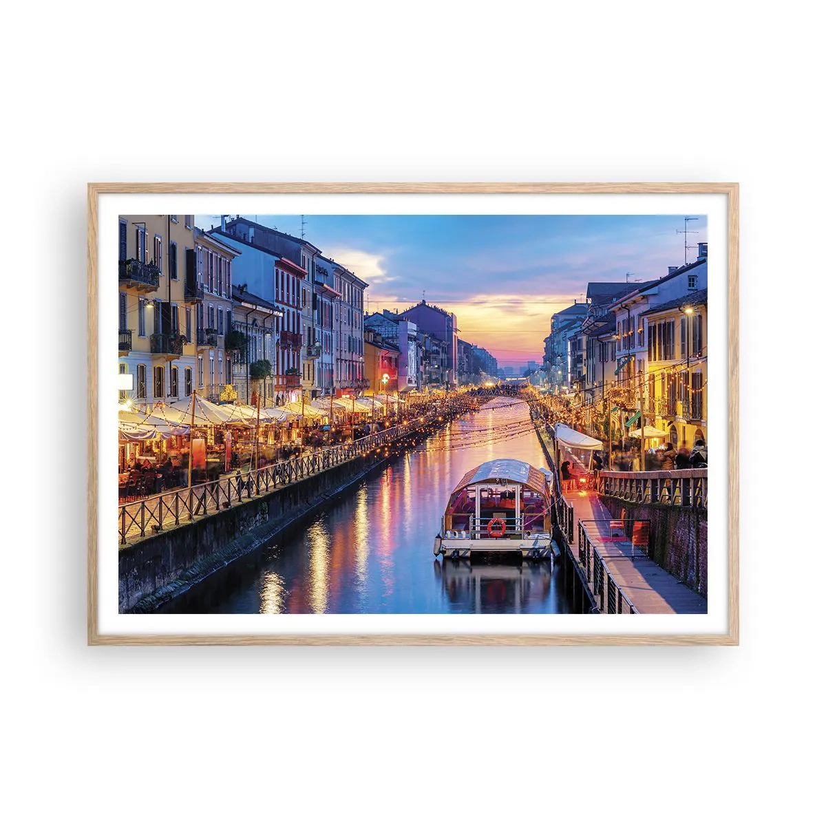 Poster în ramă de stejar deschis - O seară de lumină și distracție - 100x70 cm