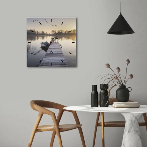 Ceas de perete - Ceas pe sticlă - O să mă întorc în curând - 30x30 cm