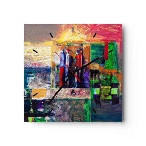 Ceas de perete - Ceas pe sticlă - Relații și emoții - 30x30 cm