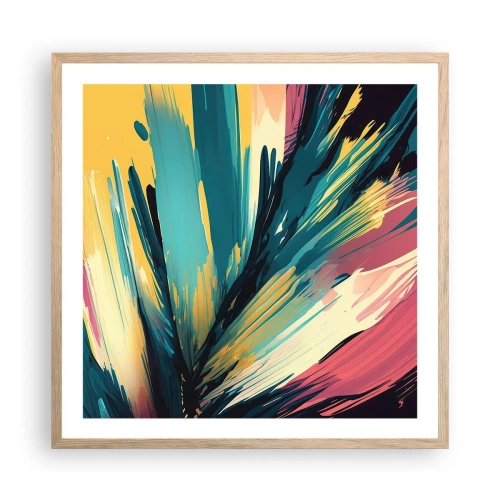 Poster în ramă de stejar deschis - Compoziția - o explozie de bucurie - 60x60 cm