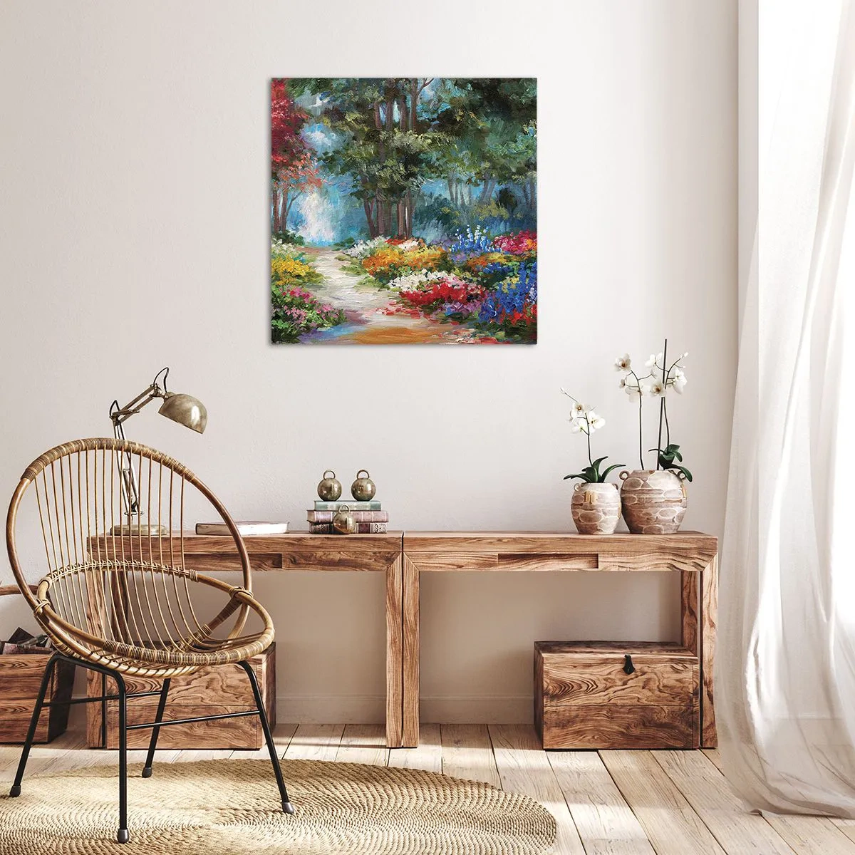 Tablou pe pânză - Grădină de pădure, pădure de flori - 70x70 cm