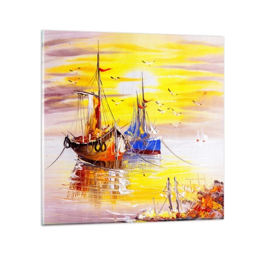 Tablou pe sticlă - O binemeritată odihnă în port - 70x70 cm