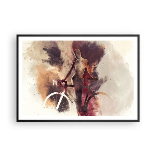 Poster în ramă neagră - În forme de marmură sufletul ciclist - 100x70 cm