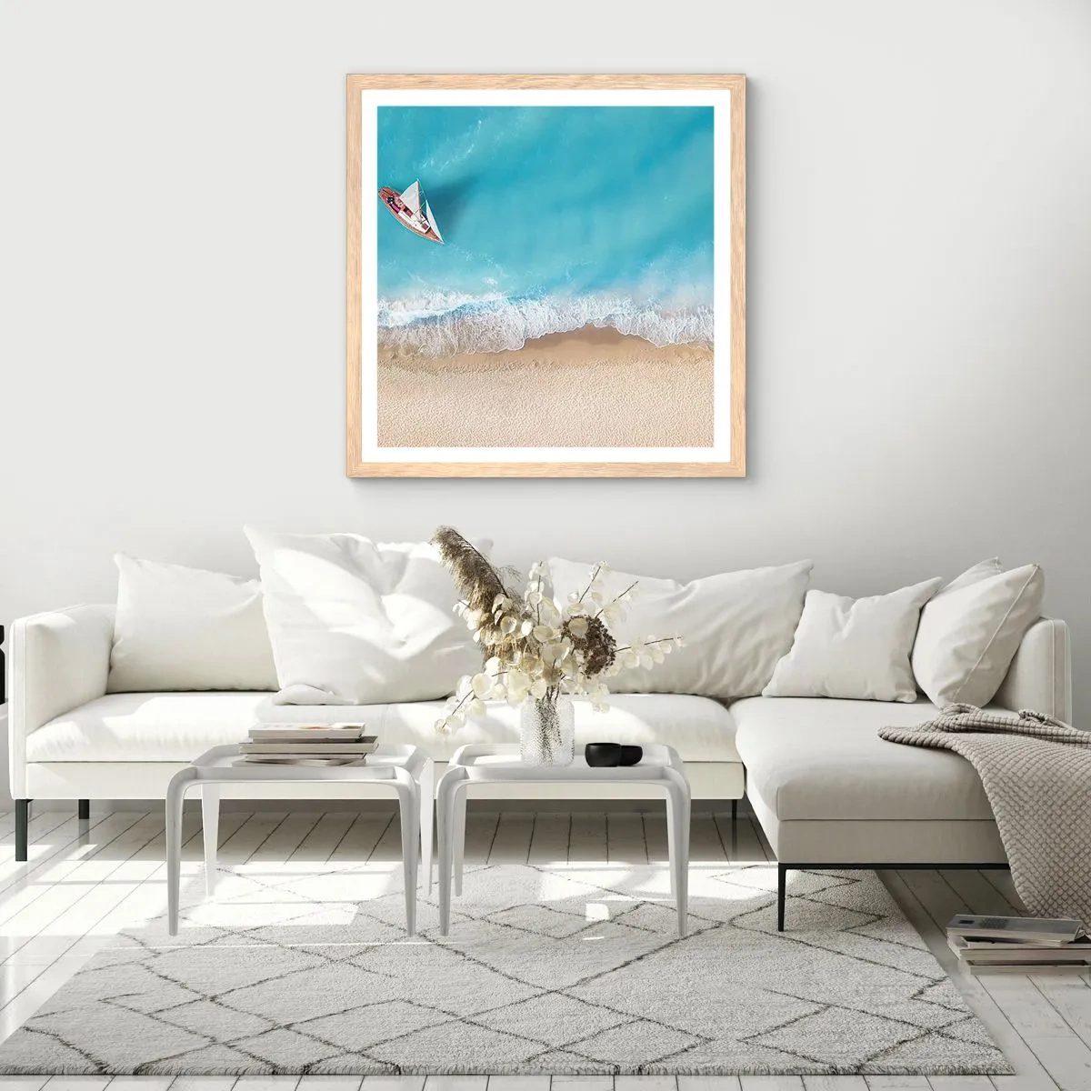 Poster în ramă de stejar deschis - La frontieră dintre albastru și auriu - 60x60 cm