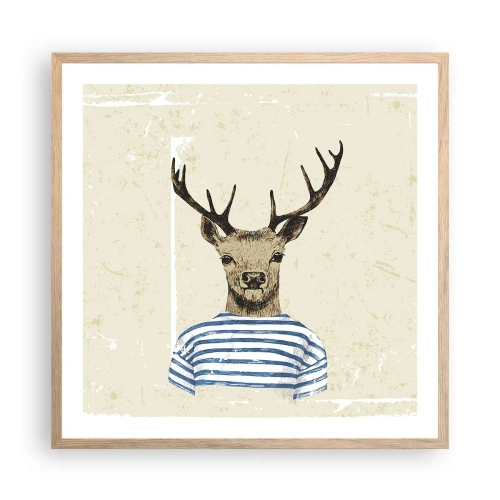 Poster în ramă de stejar deschis - Pentru că îmi plac cămășile cu dungi! - 60x60 cm