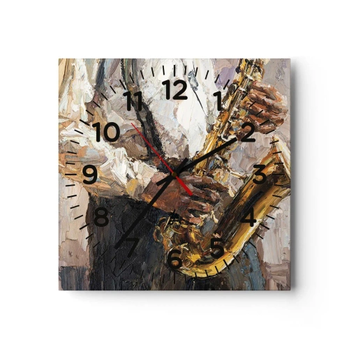 Ceas de perete - Ceas pe sticlă - E timpul pentru a cânta solo - 30x30 cm