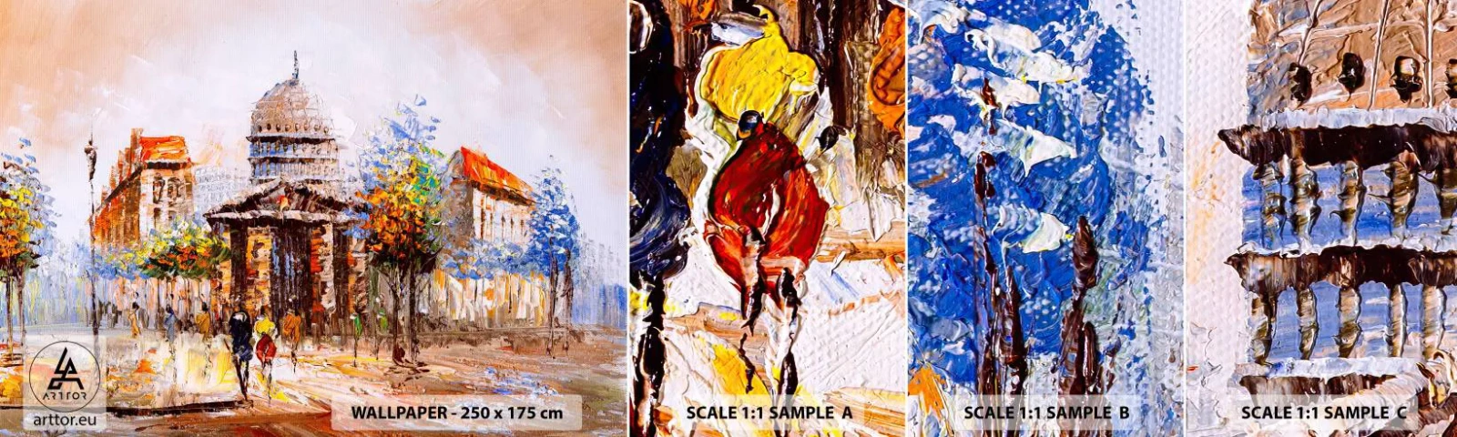 Mostră tapet autocolant Deluxe Sticker - O plimbare pariziană - Arhitectură, Oraș, Franţa - 100x30 cm