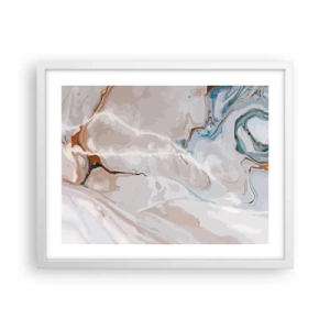 Poster în ramă albă - Meandre albastre sub alb - 50x40 cm