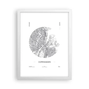 Poster în ramă albă - Anatomia Copenhagăi - 30x40 cm