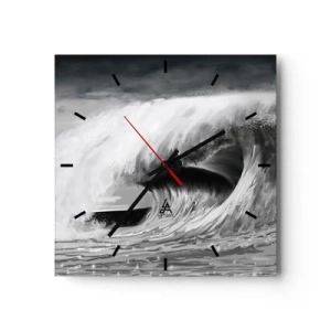 Ceas de perete - Ceas pe sticlă - Mânia oceanului - 30x30 cm
