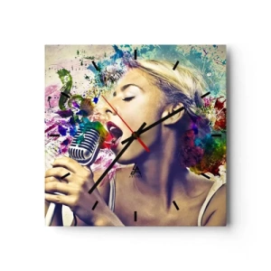 Ceas de perete - Ceas pe sticlă - Pictează lumea cu vocea ta - 30x30 cm